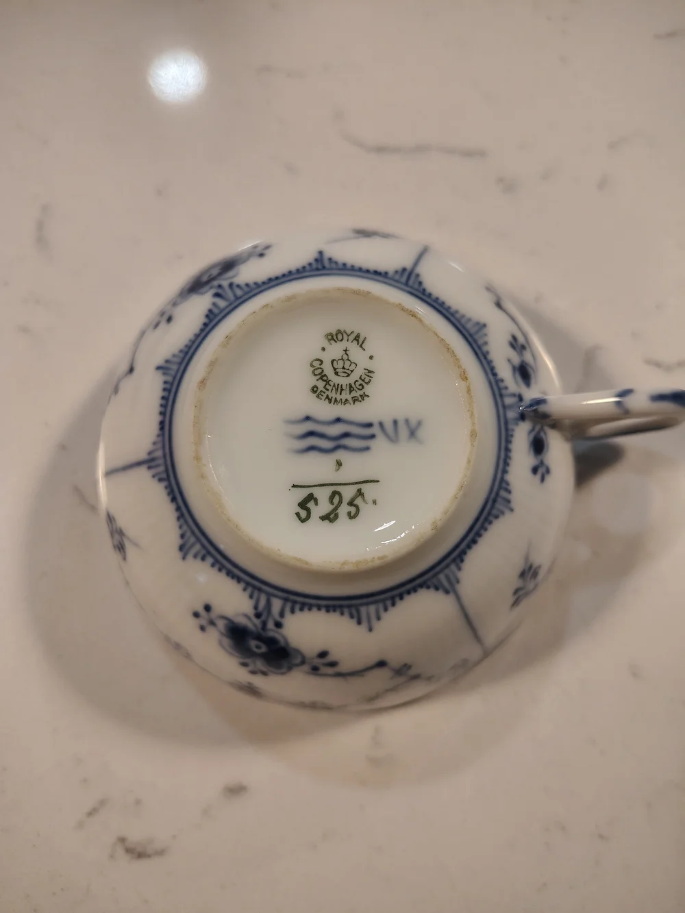 Royal CopenhagenBlue and White Porcelain Teacup and Saucer